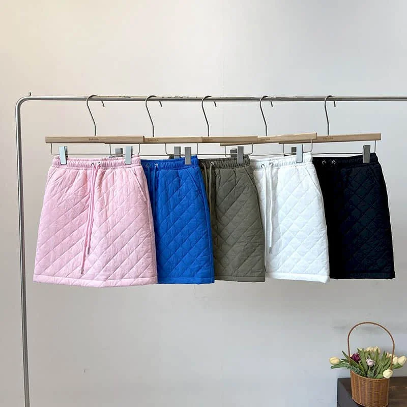 

Solid Skirts for Women Quilted Autumn Winter A-line Skirts Minimalist High Waisted Streetwear Sexy Korean Style Women Clothes
