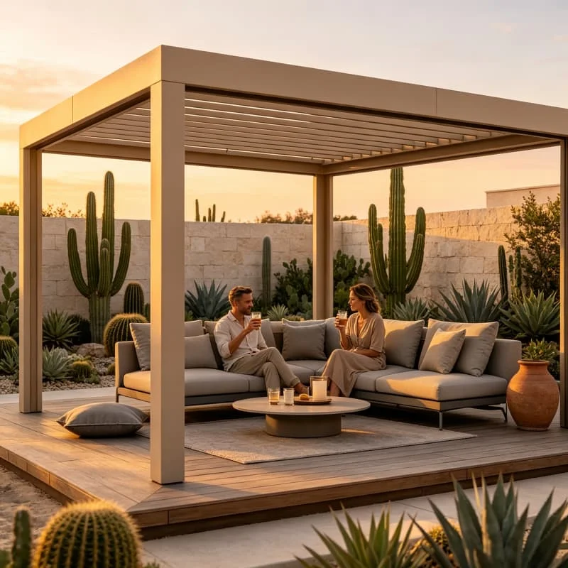 Smart Motorized Pergola 4x4m Aluminum Louvered Waterproof Windproof Remote Control Garden Patio Deck Carport Shade Customized