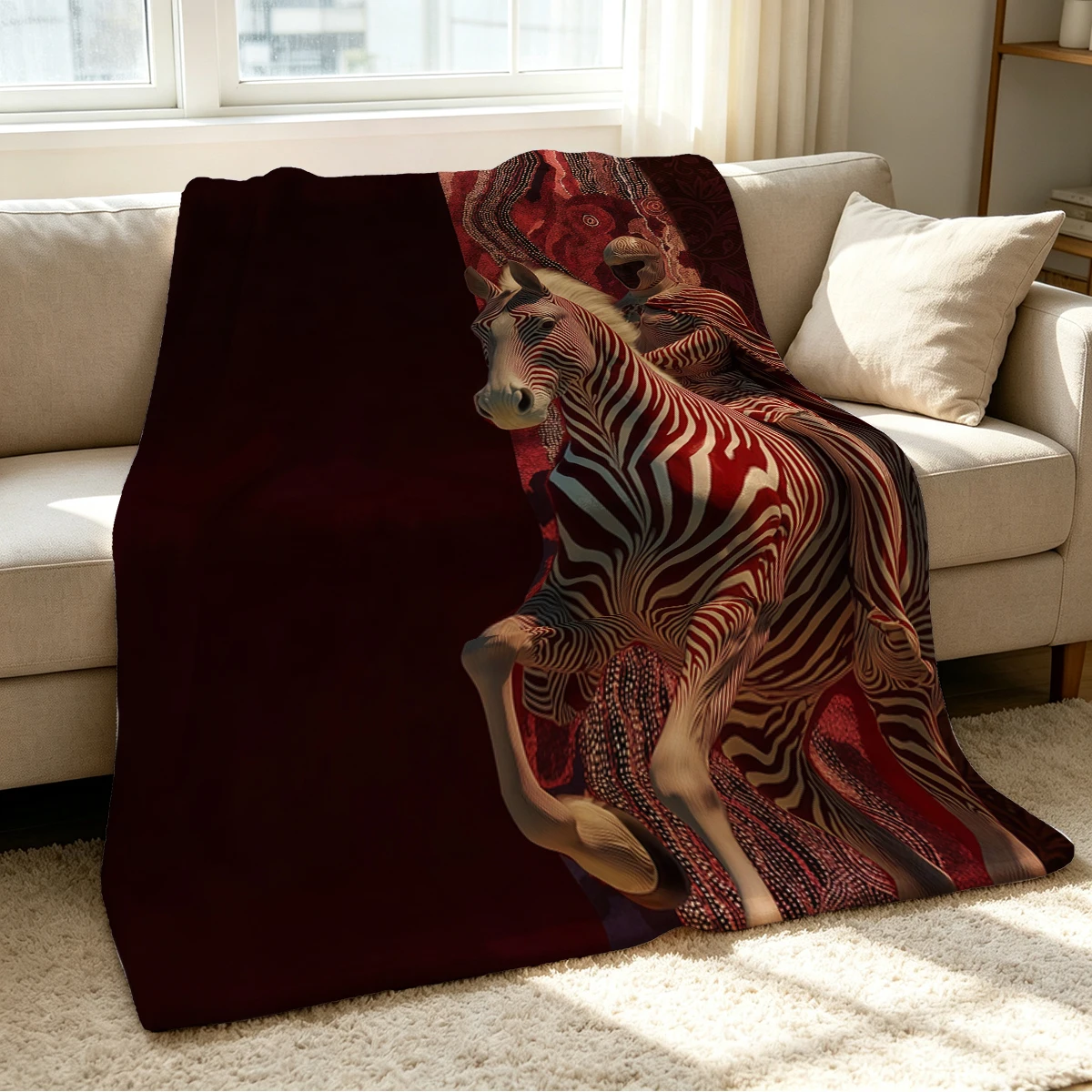 Crimson Rider Blanket Soft Cozy Throw for Sofa Bed Festive Holiday Decor Gift for Kids and Adults,Lightweight and Warm