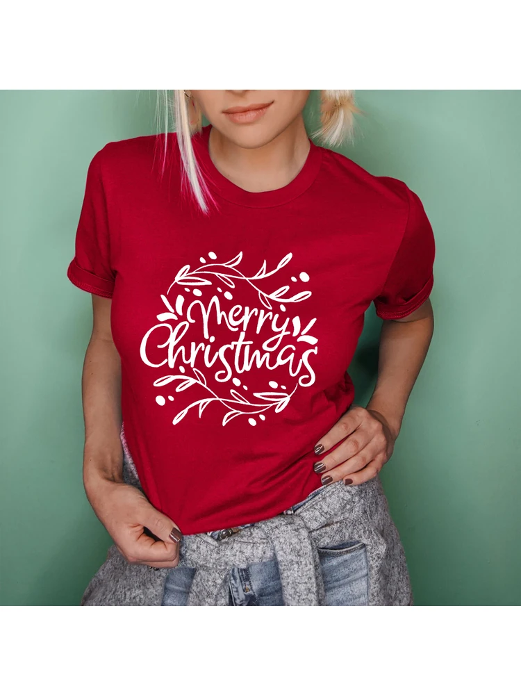 

Merry Christmas Women Graphic T Shirts Short Sleeve Harajuku Casual Xmas Aesthetic Streetwear Festival Christmas Shirts 2020