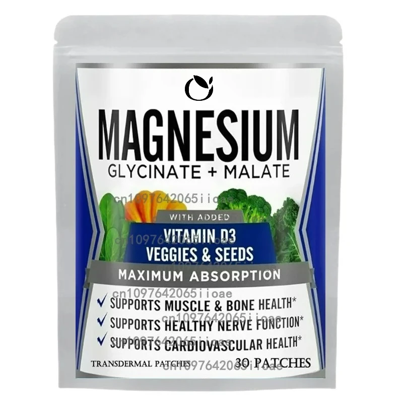 

30 Patches Magnesium Glycinate & Malate Complex Transdermal Patches Stress, Muscle & Heart Support