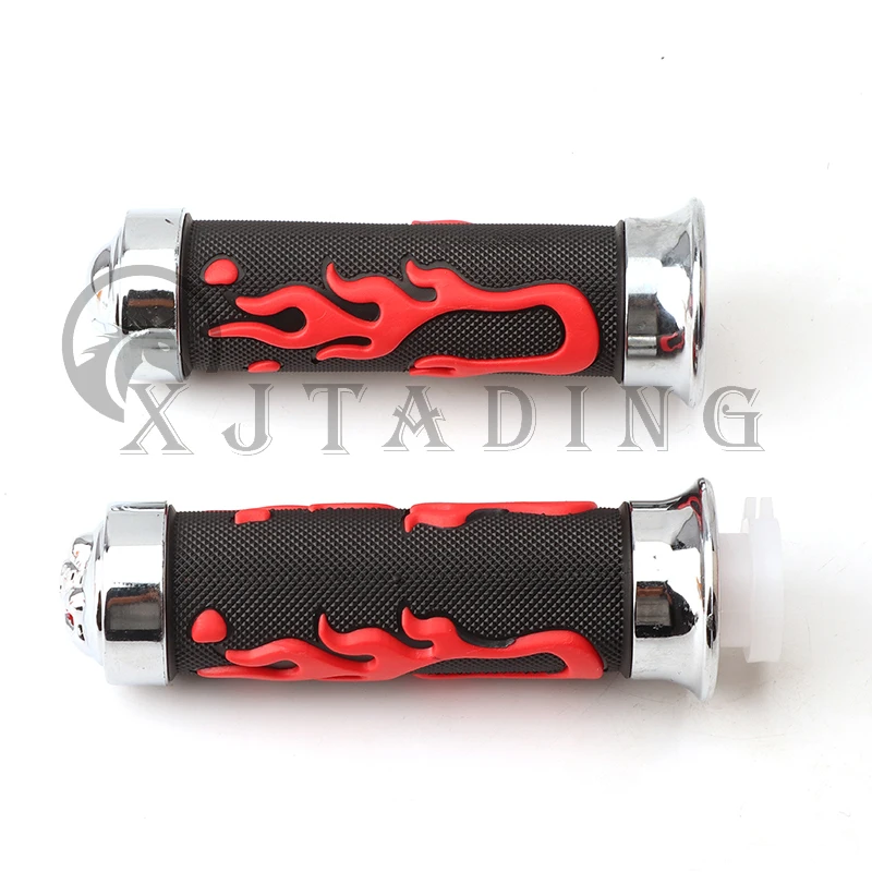 Universal Motorcycle 7/8\'\' 22MM Accelerator Throttle Twist Grips Handlebars Red Flame Skull For Harley Honda Yamaha Suzuki