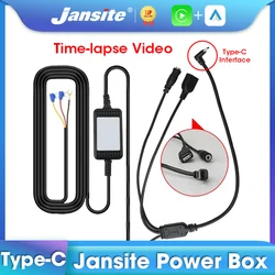 Jansite Type-C Interface Power Box Cable For 24H Parking Monitoring Car DVR Dashcam Camera Hardwire Kit for Low Vol Protection