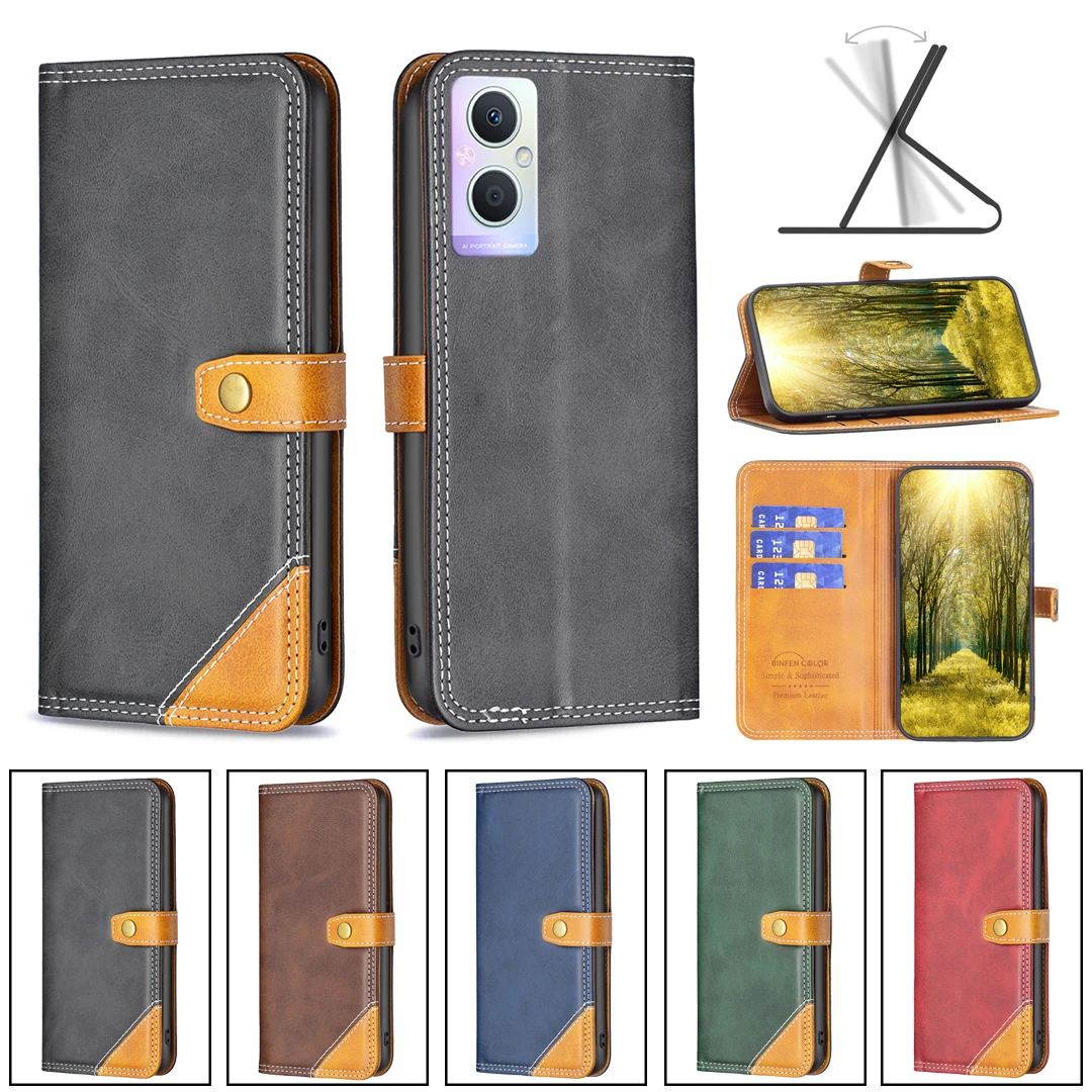 

Dual-beige splicing Leather case Flip Phone Wallet Anti-fall case for OPPO REALME7i NARZO 20/30A C21/C20