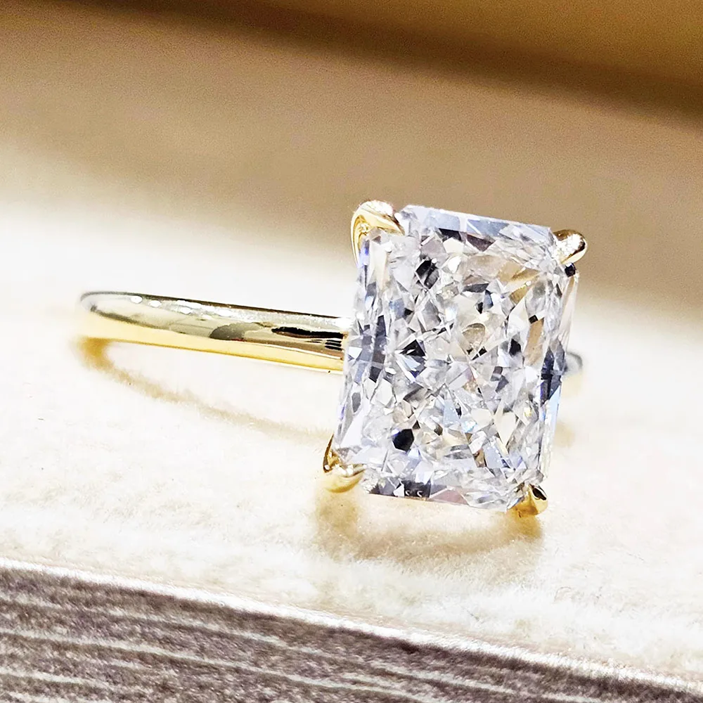 1 2 3 4 قيراط 14K خاتم الذهب الأصفر مختبر تزايد خاتم الماس IGI شكل مشع D VS1 خاتم الزواج خاتم الخطوبة