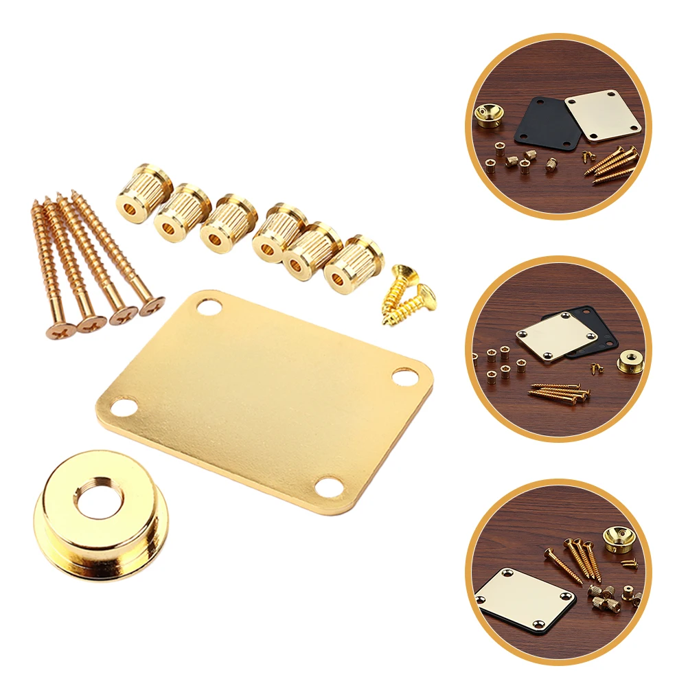 

1 set 1 Set Replacement Plate With Screws Metal String Ferrules Electric Parts Repair Bass Accessories Guitar Neck Board Guitar