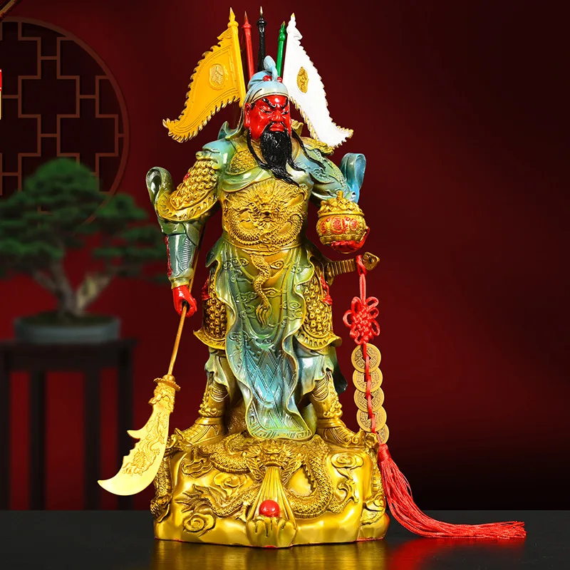 All Copper Tobao Gong Decoration Painted Kowloon Lifting Knife Er Wu God Of Wealth Guan Di Home Store Opening Statue