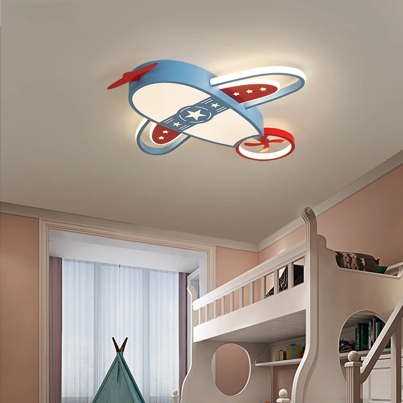 Modern Modest Ceiling Lamps for Room Children Kids Baby Boys Aircraft Art Chandelier Colorful Bedroom Led Lights Home-appliance