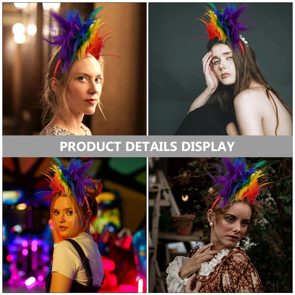 

2pcs Headb Pcs Plume Headdress Halloween Colorful Plume Headdress Costume Decorative Hairb Women Party Festival DIY