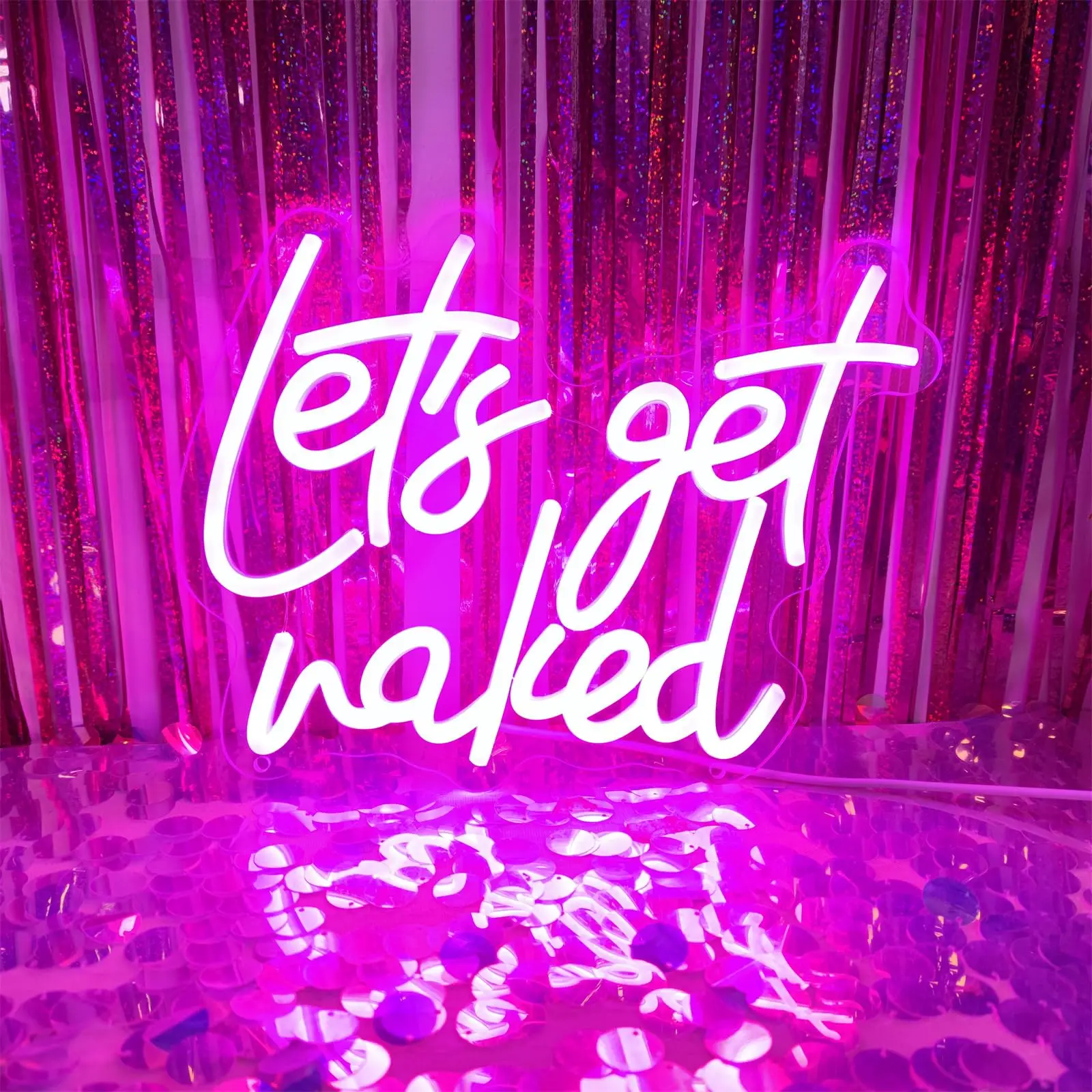 Let's Get Naked Neonschild LED-Schild für Party, Bar, Club, leuchtende Geschäftsschilder, ästhetische Raumwanddekoration, Lichter