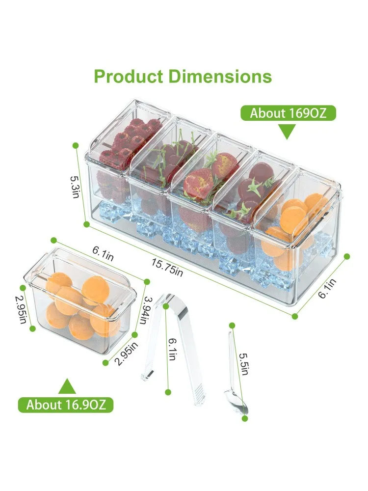 Chilled Condiment Box Tray Container Bar Decorative Stand Salad Plate Server Food Storage