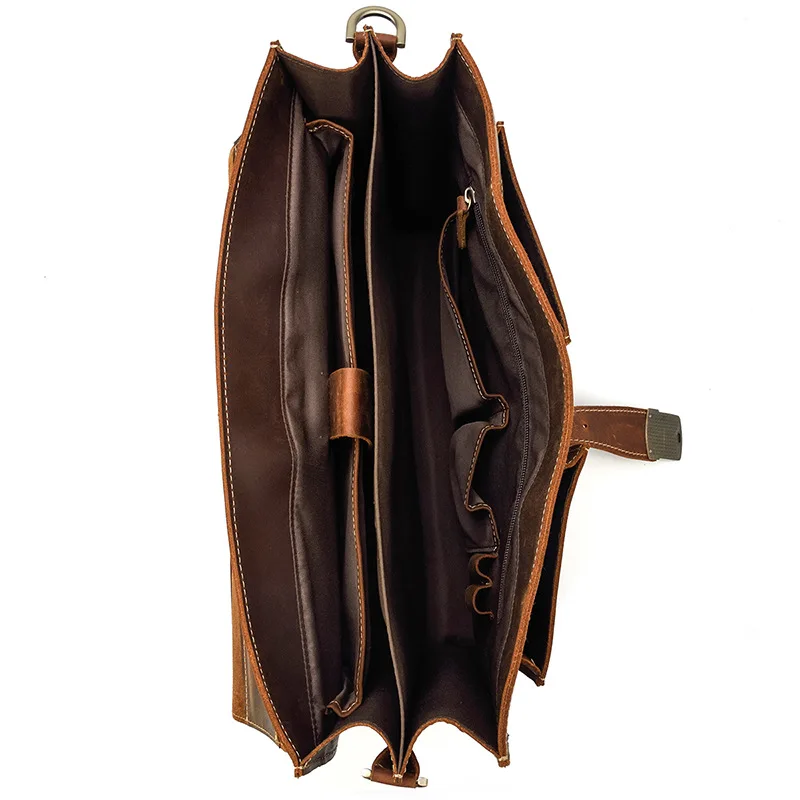 Sac en cuir pour hommes, porte-documents en cuir véritable pour avocat et bureau, sac de travail quotidien rétro pour ordinateur portable, sac à