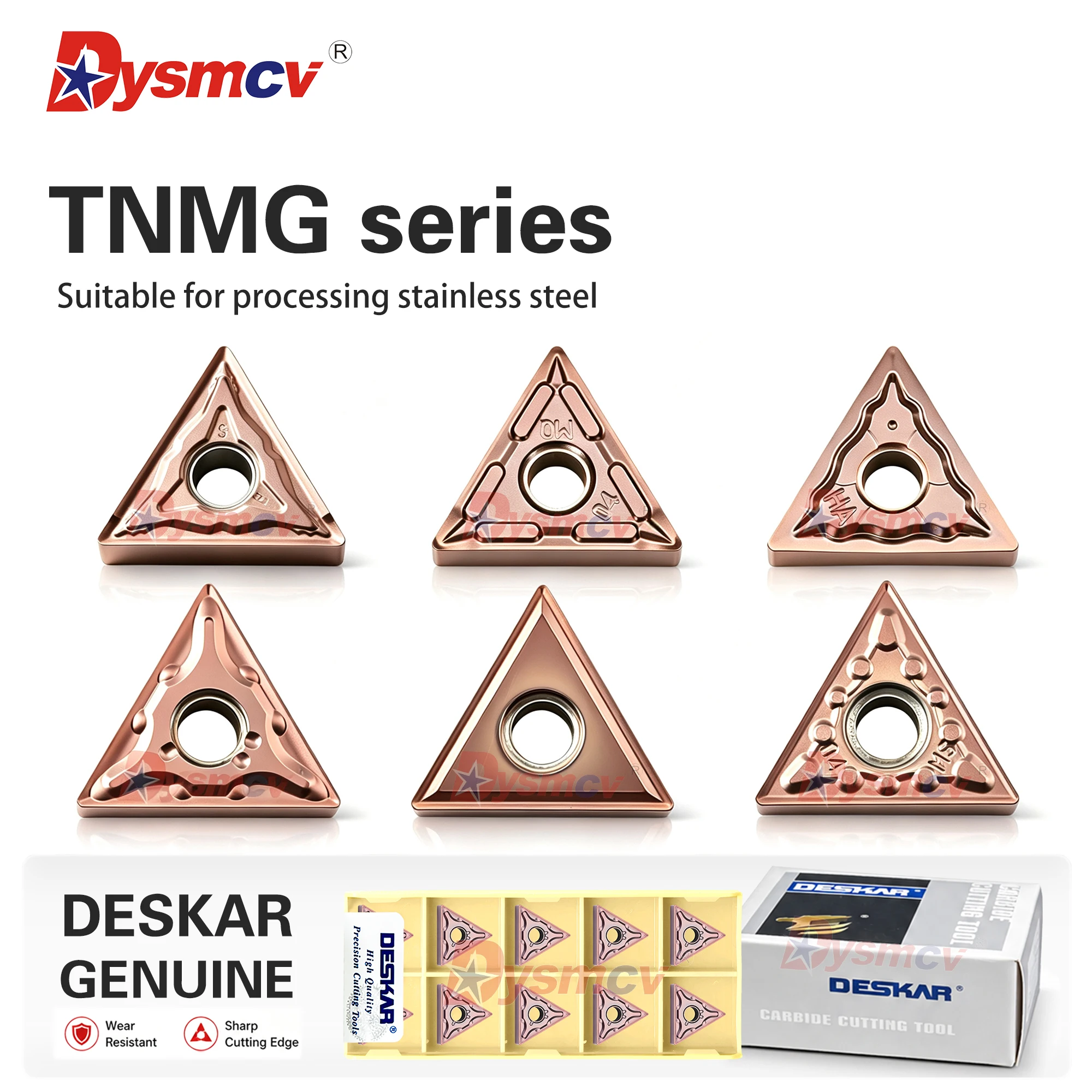 DESKAR 100% Original Lathe TNMG160404/08-MA/MS/HAJMS LF6018 Outer Circular Triangular Turning Inserts Processing Stainless Steel