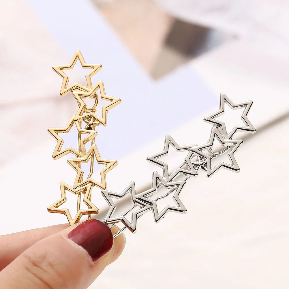 6 Pcs Hair Star Hairpin Banquet Wedding Accessories Barrettes for Women Alloy Clips