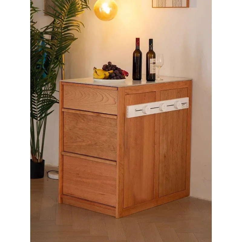 Cherry Wood Solid Wood Laminate Bar Table Dining Table Sideboard Storage Cabinet for Muse Island Counter Foldable Extendable