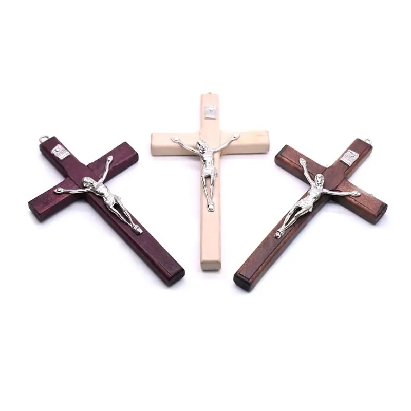 5x Wooden Christ Jesus for Cross Suffering Statue Religious Prayer Crucifix Pend