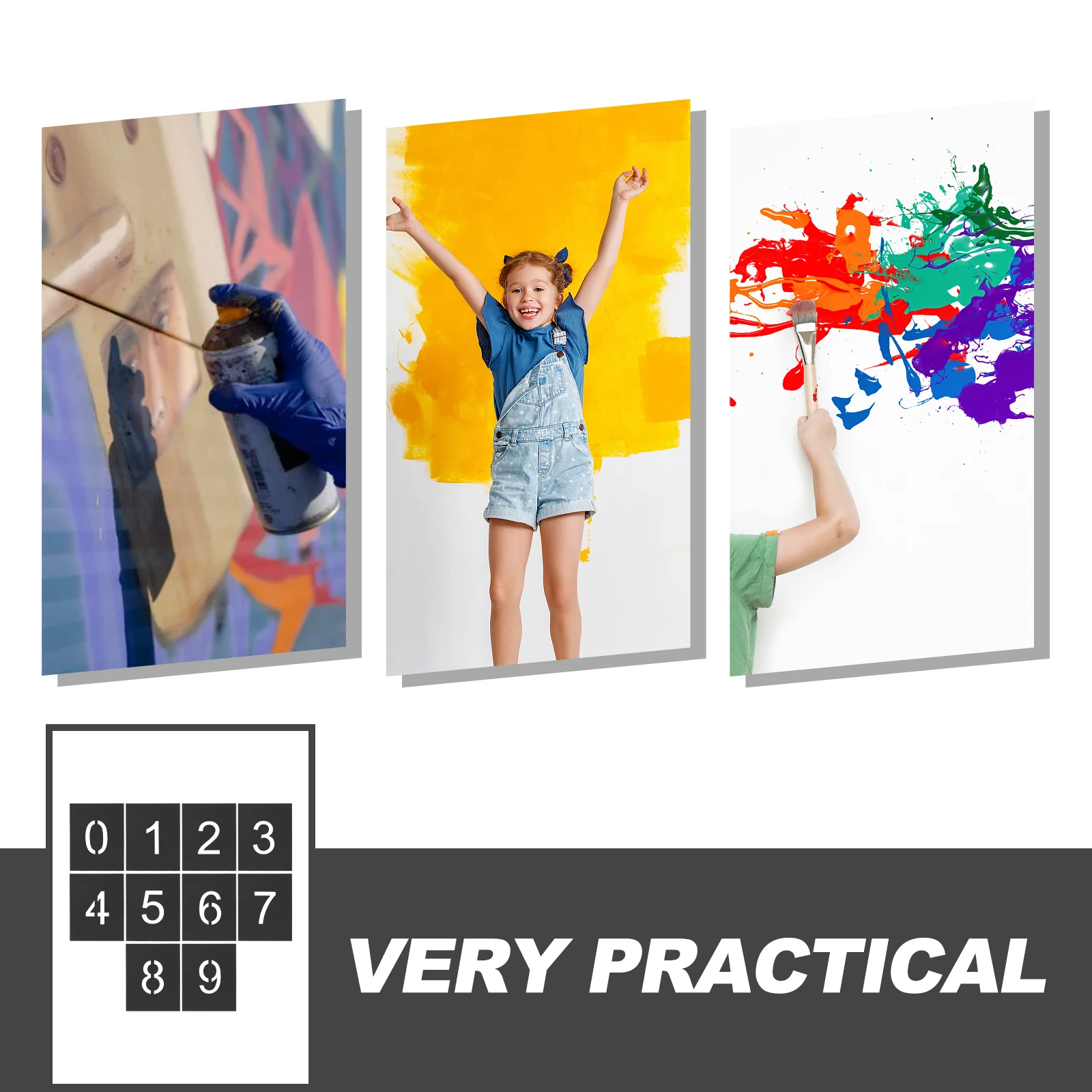 

10 шт. пластиковые трафареты с номерами, большие многоразовые шаблоны для рисования для поделок, деревянная ткань, настенный художественный спрей, трафарет, сделай сам, домашний декор