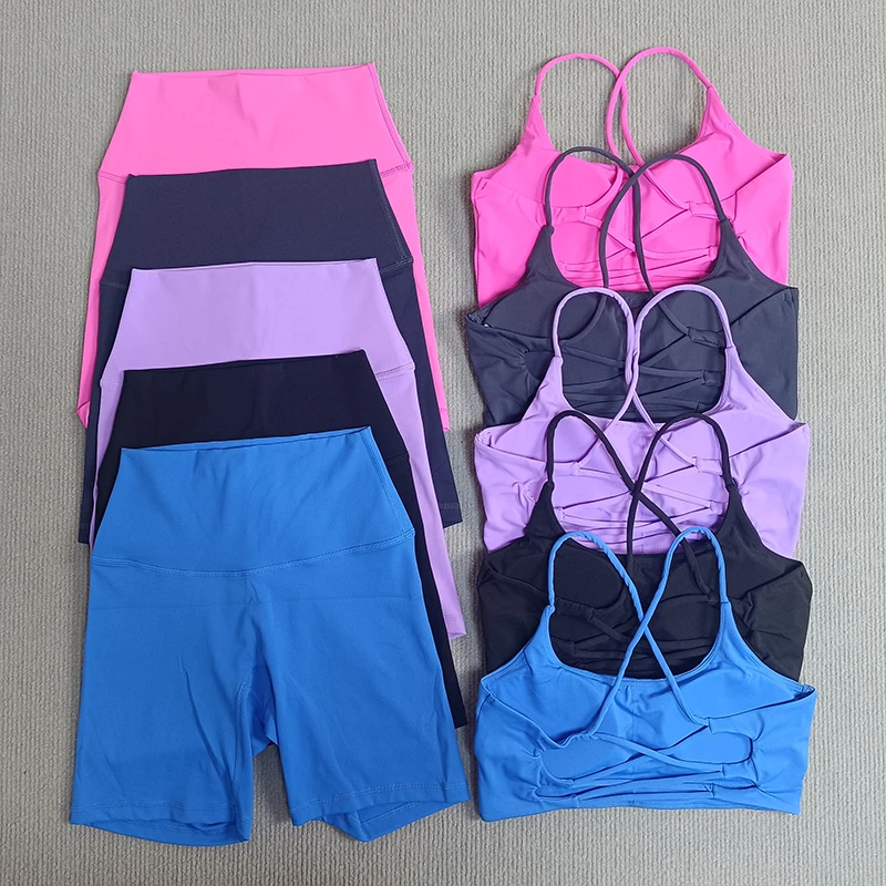 

Колготки, короткие леггинсы + спортивный бюстгальтер для креста, комплект из 2 шт., шорты для йоги, спортивный костюм, спортивный женский спортивный костюм, комплексный тренировочный костюм для бега