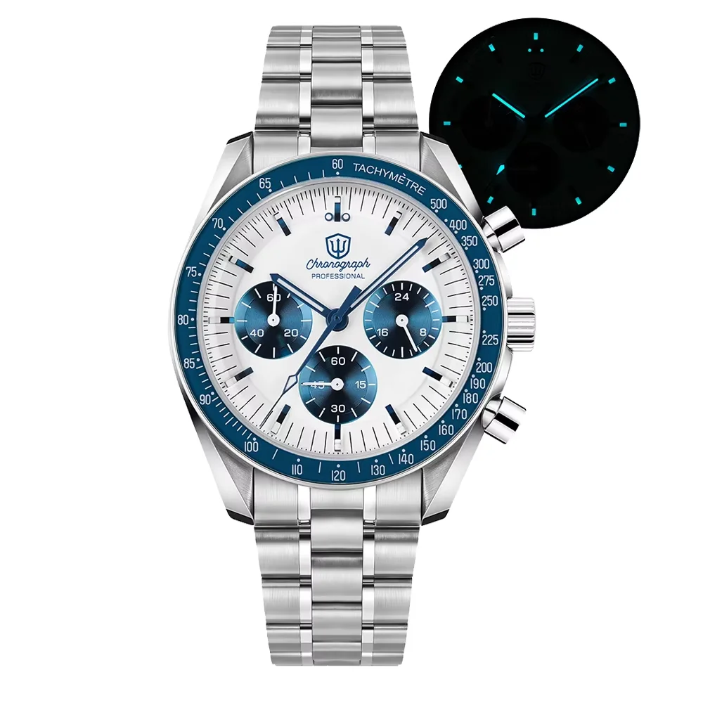 Watchdives New Wd1863 Quartz Men Watch VK63 Chronograph Bubble Sapphire Waterproof 39Mm Steel Top Brand Luxury Business Watch image 3