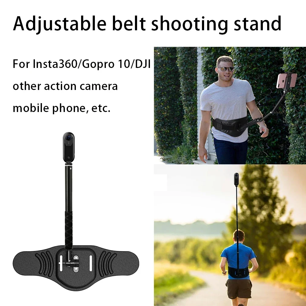 For Gopro 12/DJI insta360 one X3 Action 4 Camera Stand Adjustable Waist Belt Stand Mobile Phone Selfie Waist Stand Accessories