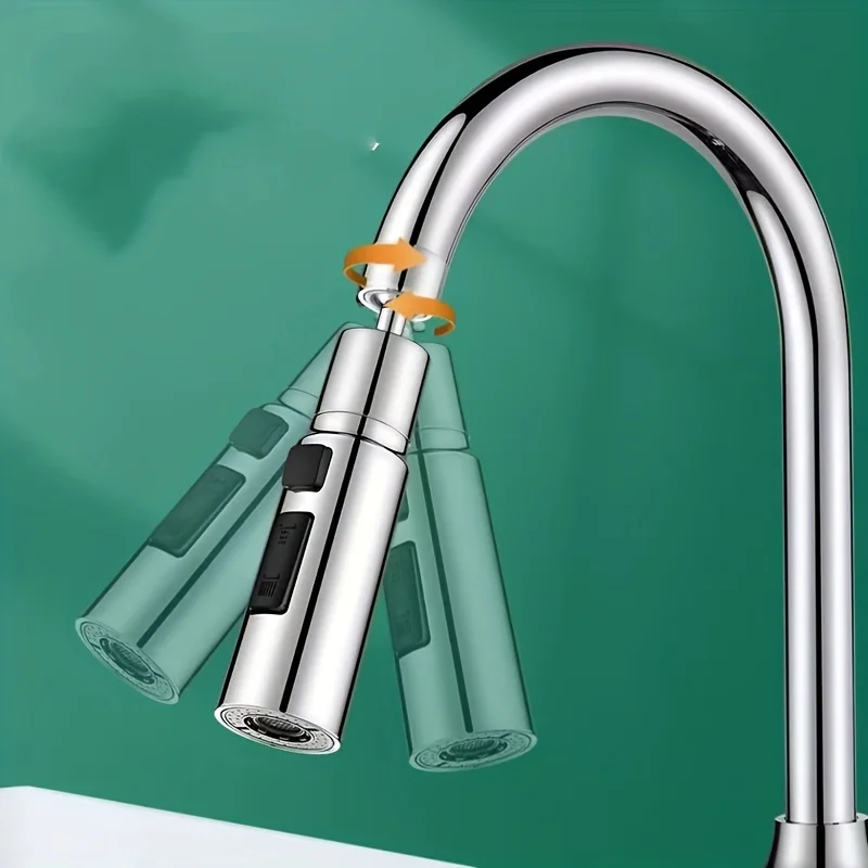 Bourdillat Kitchen Faucet Aerator 3 Modes Anti-splash Tap Extender Adapter Washbasin Sprayer Saving Water Tap Filter Nozzle
