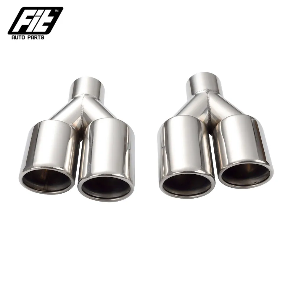 1pcs Stainless Steel Silver 57mm exhaust pipe 76mm rolled outlet double Muffler end Tips For Car Exhaust System Replacement
