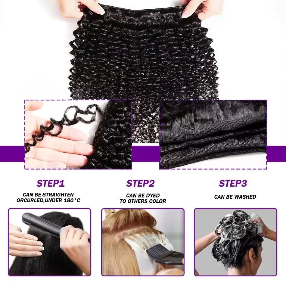 30 بوصة غريب مجعد الشعر البشري حزم ريمي موجة عميقة غير المجهزة حزمة 15A شعر بشري لعذراء موجة المياه ملحقات لحمة مزدوجة