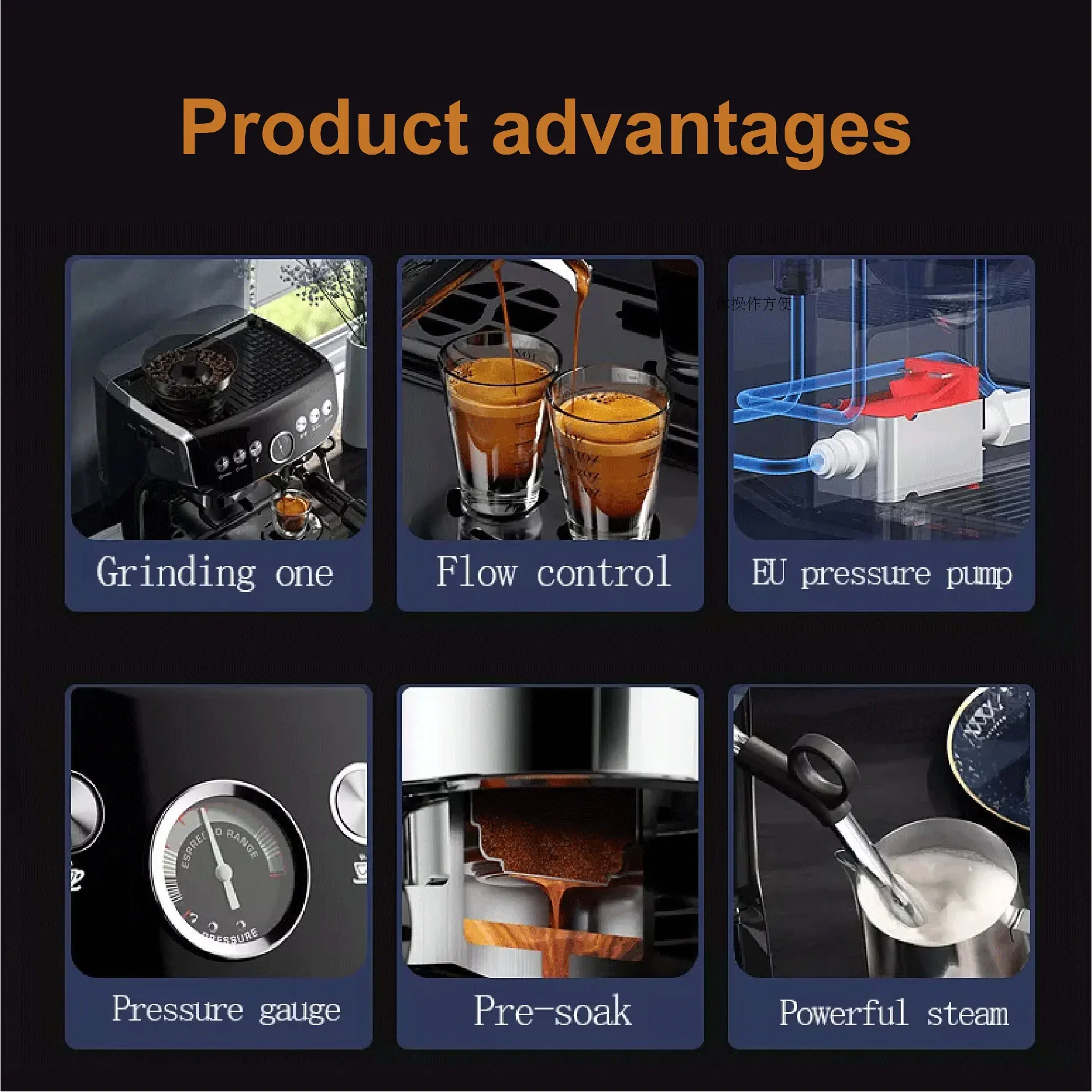 espresso and grinding integrated semi-automatic commercial coffee machine 15Bar pump pressure coffee maker