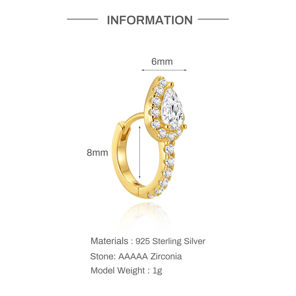 Aide S925 Sterling Silver Sparkling CZ Hoop Starburst Huggie Earrings for Helix Tragus & Lobe Piercing Stacking Earrings Jewelry