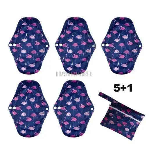 5 Pcs Feminine Menstrual Panties Washable Reusable Menstrual Pads Bamboo Charcoal Cloth Sanitary Napkin Pads for Monthly Gaskets