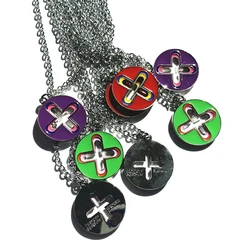 New Trendy Brand Cross Round Brand Dripping Oil Pendant Necklace Hip Hop Niche Design Personality Net Red Same Necklace