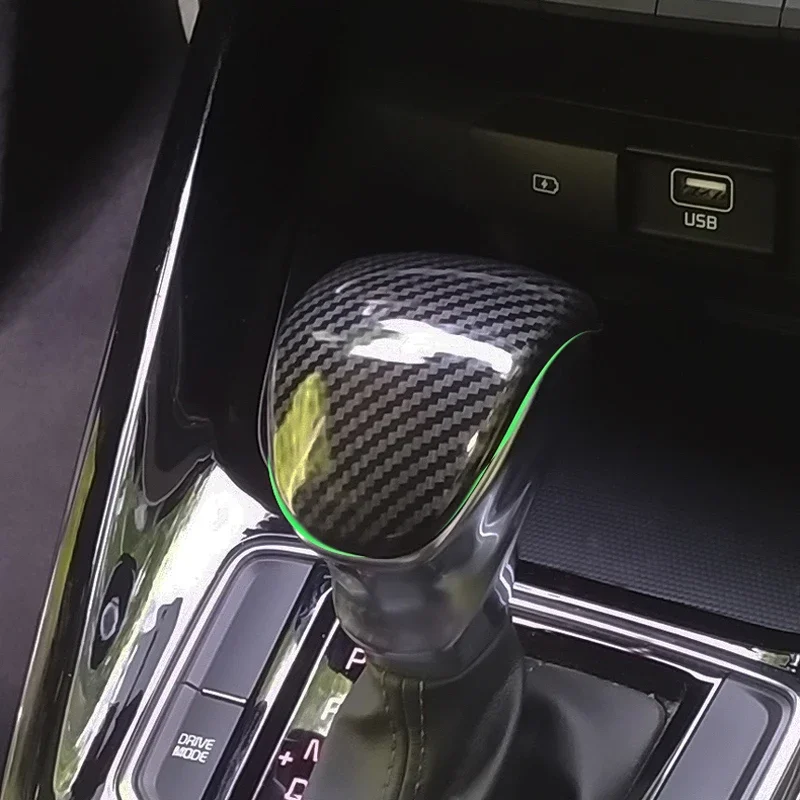 For Kia Soul GT-Line Car Gear Lever Head Trims Styling ABS Carbon Fiber Shift Knob Cover Interior Accessories 2019 2022 2023