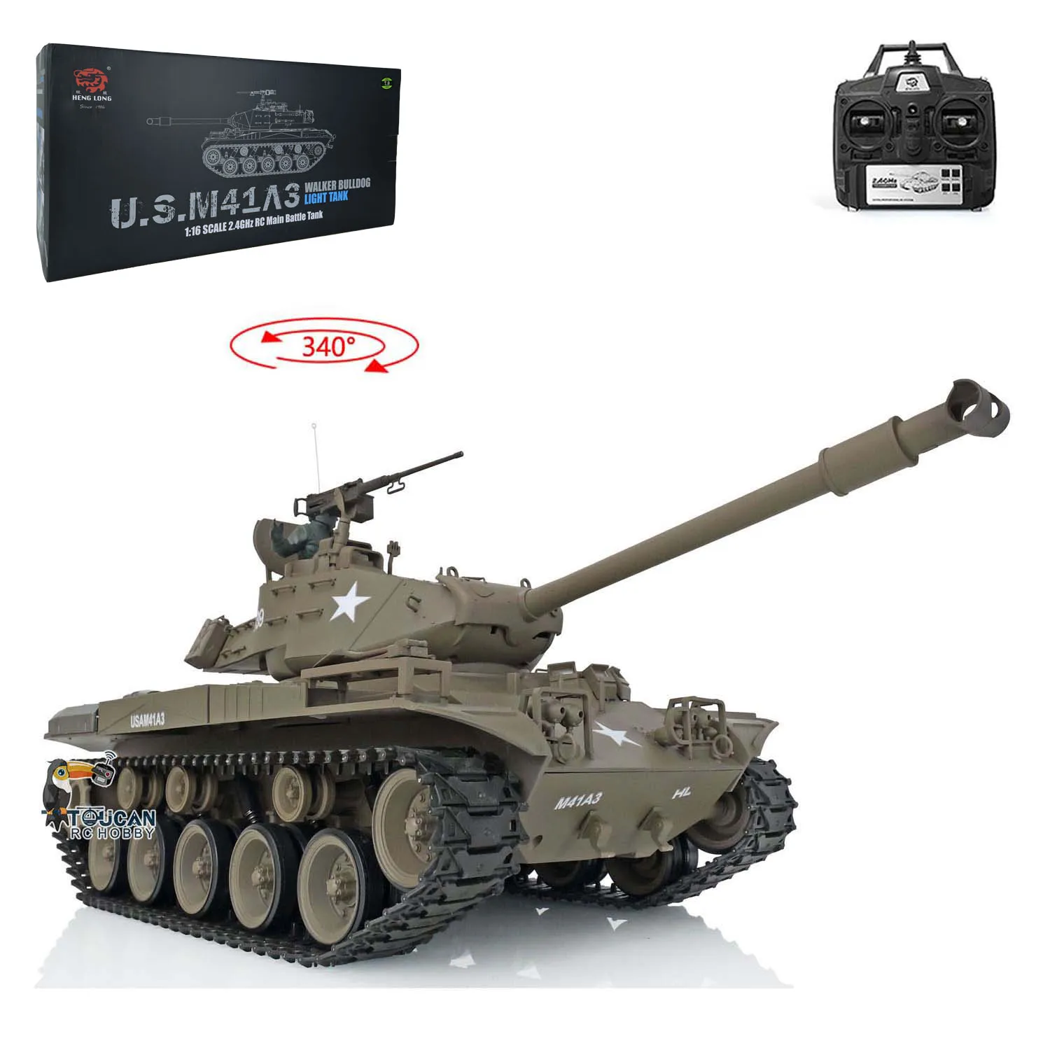 Heng Long 1/16 7.0 Plastic Ver M26 Pershing Walker Bulldog Panther V RTR Military RC Tank Toys Toucan 3838 Model TH17301