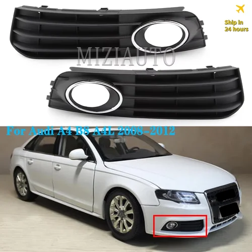 Imagen 2 del producto Luces antiniebla del parachoques delantero, cubierta de parrilla para Audi A4 B8 A4L 2008 2009-2012, faro de parrilla de estilo de coche DRL, lado izquierdo/derecho