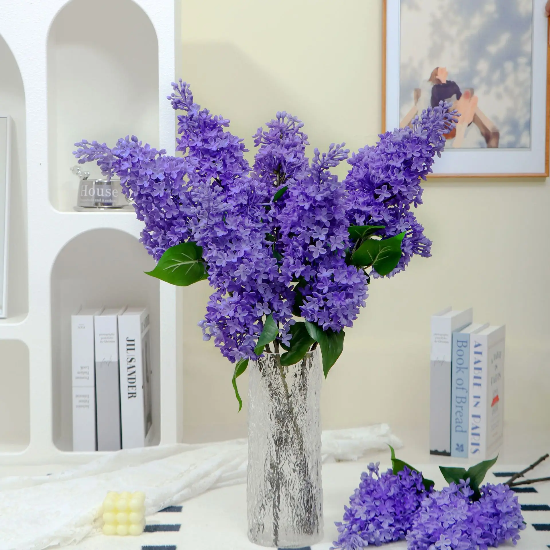 Artificial Silicone Lilac Flower,High Quality, Real Touch, 70CM Fake Plant, Wedding Decoration Flowers, Home Garen
