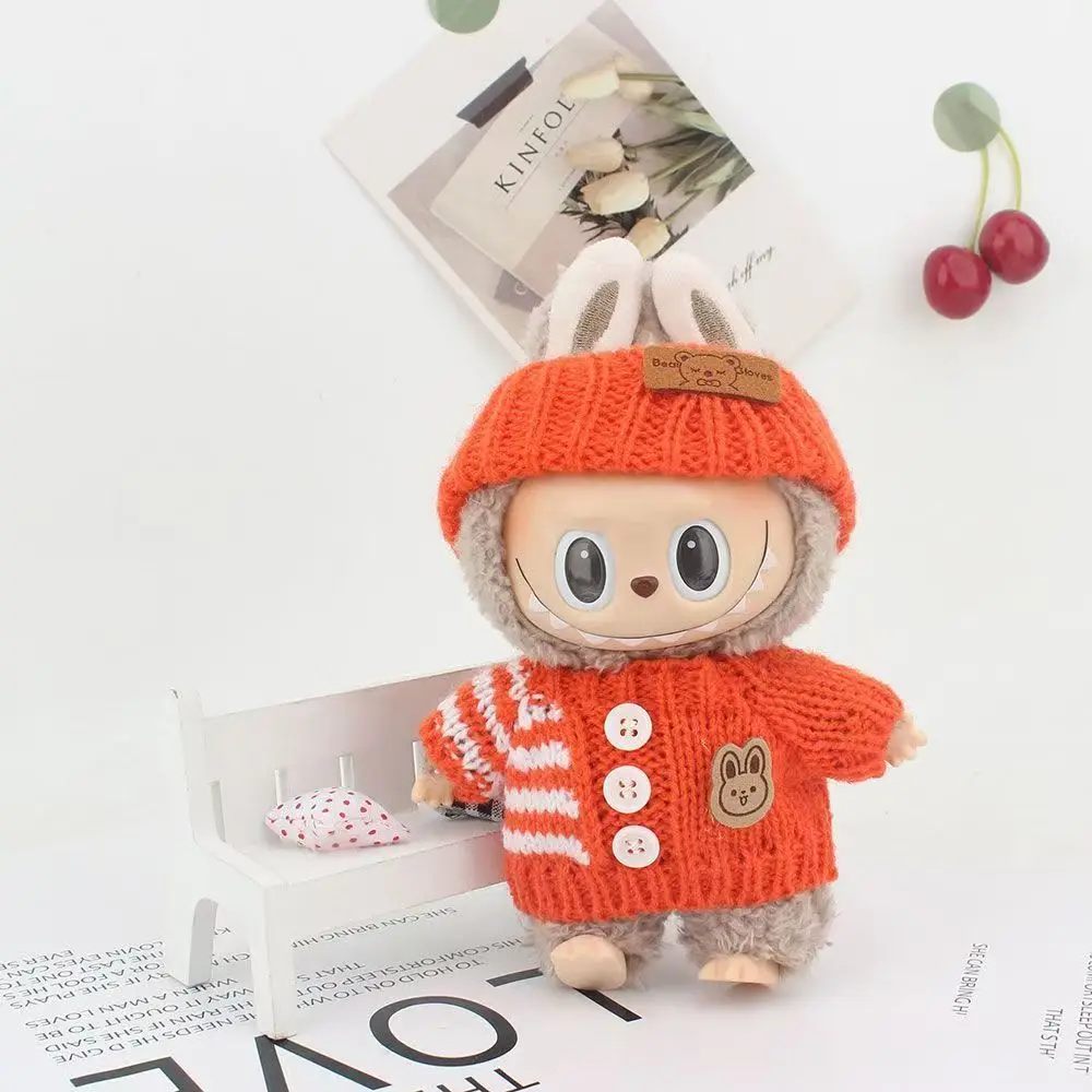 귀여운 인형 액세서리 옷 바디슈트 17cm 라부부 V1V2 미니 인형 의류 어린이 선물 가방 인형 털복숭이 토끼 바디슈트 세트