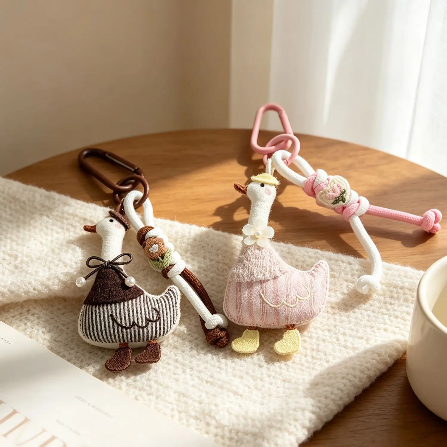 Fabric Swan Pendant Cartoon Doll Keychain Ornament for Bag Versatile Cute Soft Adorable Lightweight Durable Premium