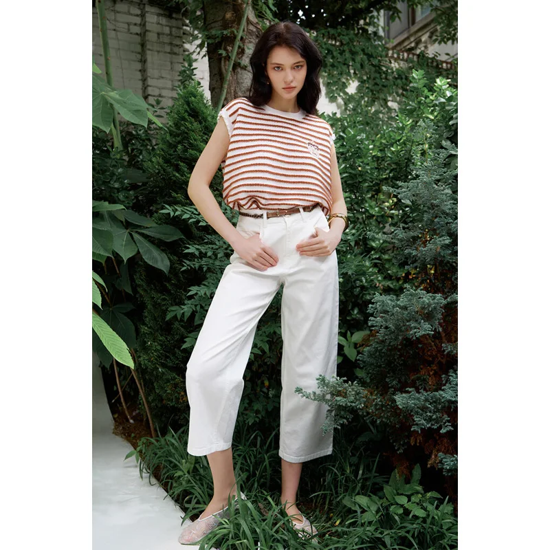 

Женские повседневные брюки с высокой талией, свободного кроя, длиной 7/8, с кожаной нашивкой и поясом, модные прямые брюки