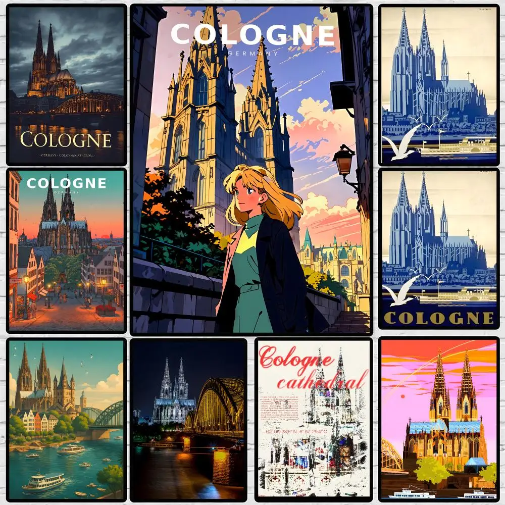 Landmark Cologne Cathedral Poster High-definition  poster stickers, suitable for bedroom, living room, home decoration