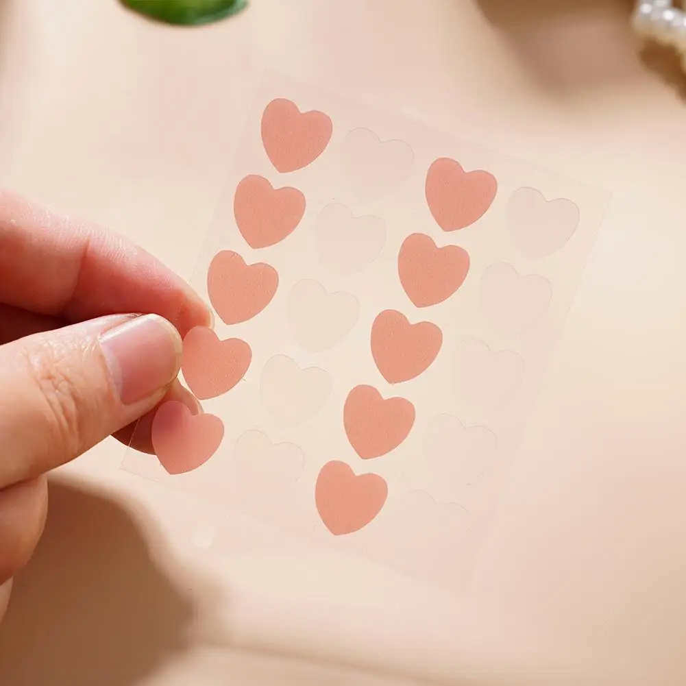 12/20 Counts Acne Care Patches Cute Pink Heart Shaped Acne Pimple Patches Invisible Acne Cover Treatment Stickers Skin Care