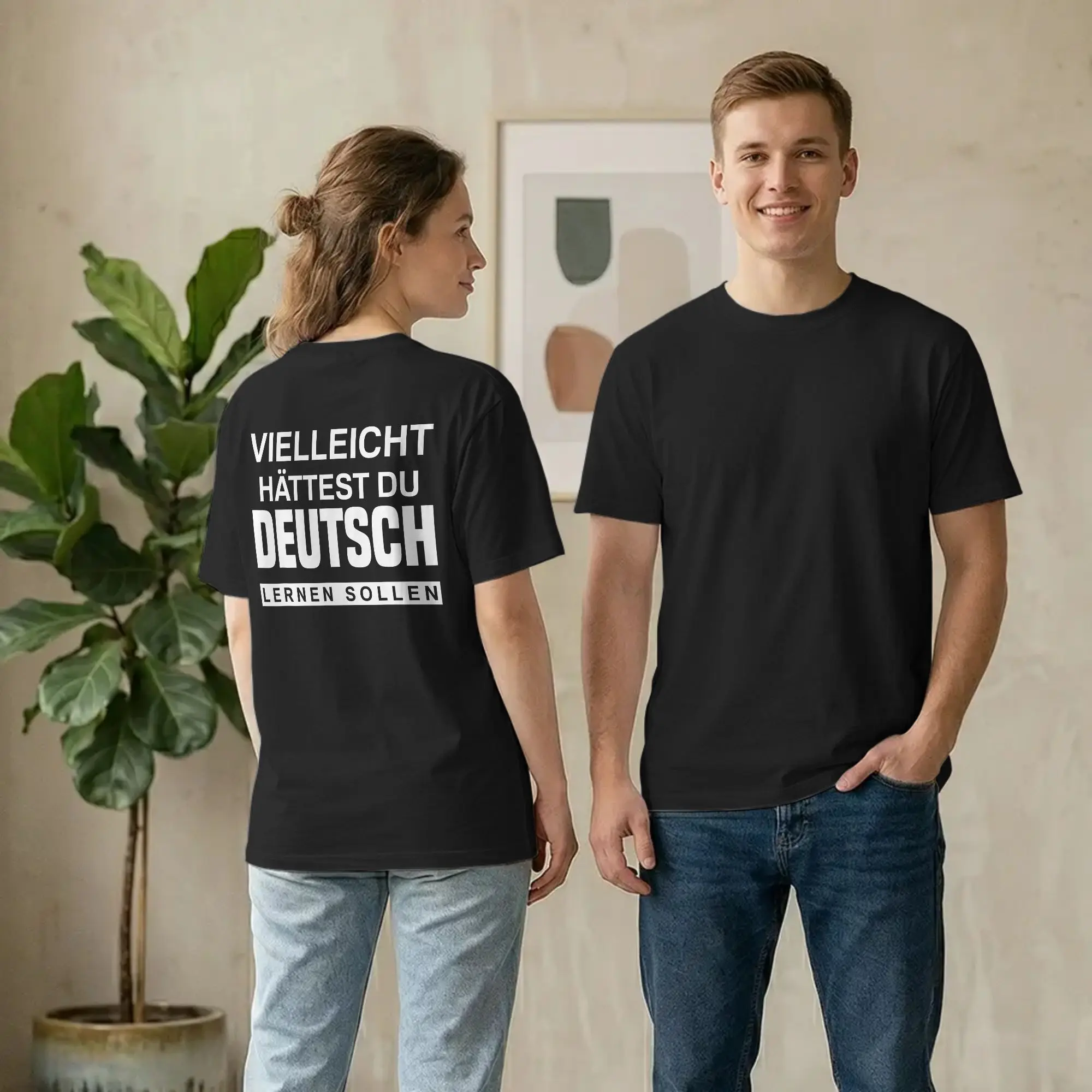 Backprint You Should Learn German T-Shirt Men Funny Saying Deutsch 100% Cotton Tees O Neck Short Sleeve T Shirts Printed merch