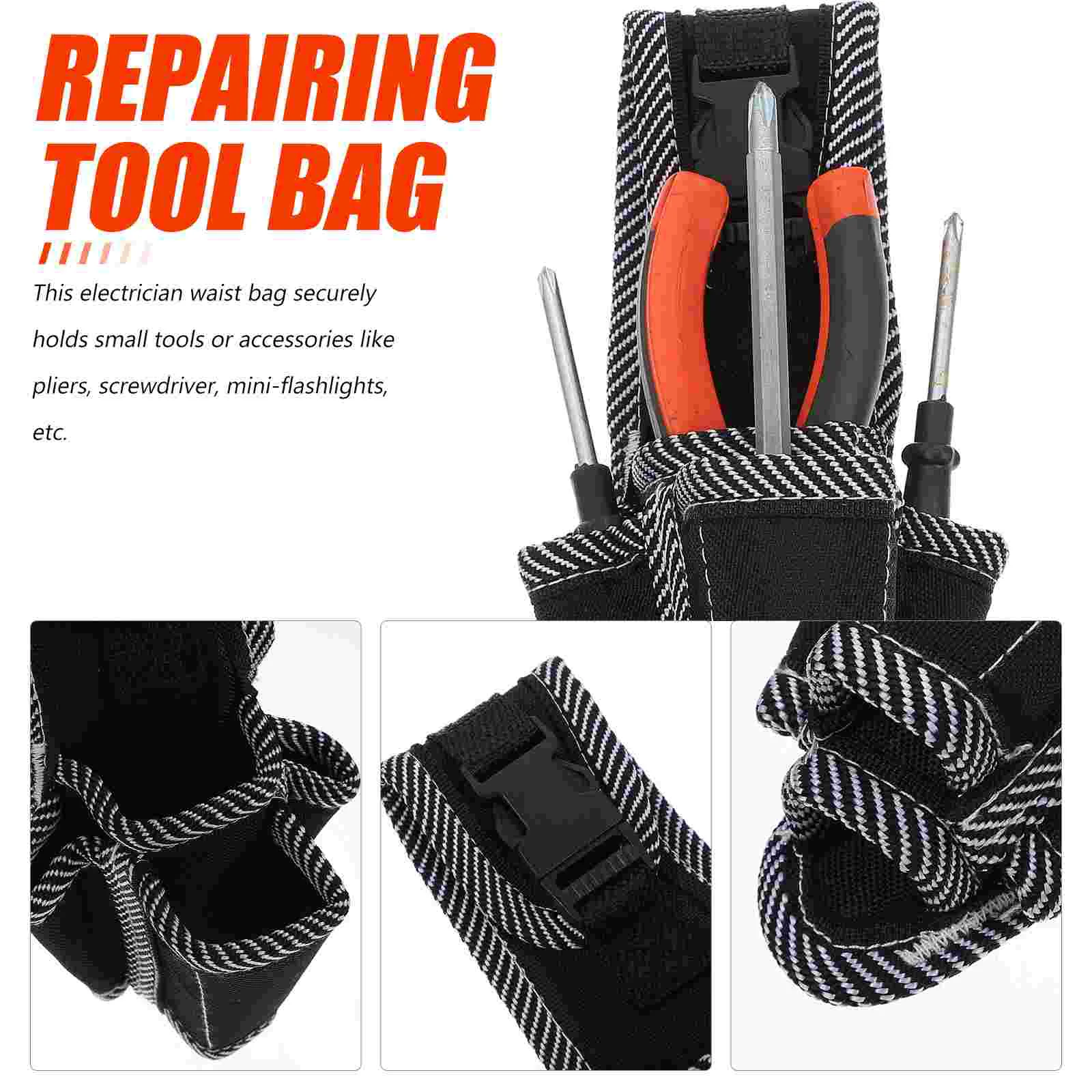 Portable Waist Bag Tool Holder Pouch Electrician Toolkit Storage Fabric Pouch Polyester Repairing Tool Bag Hardwares Tool