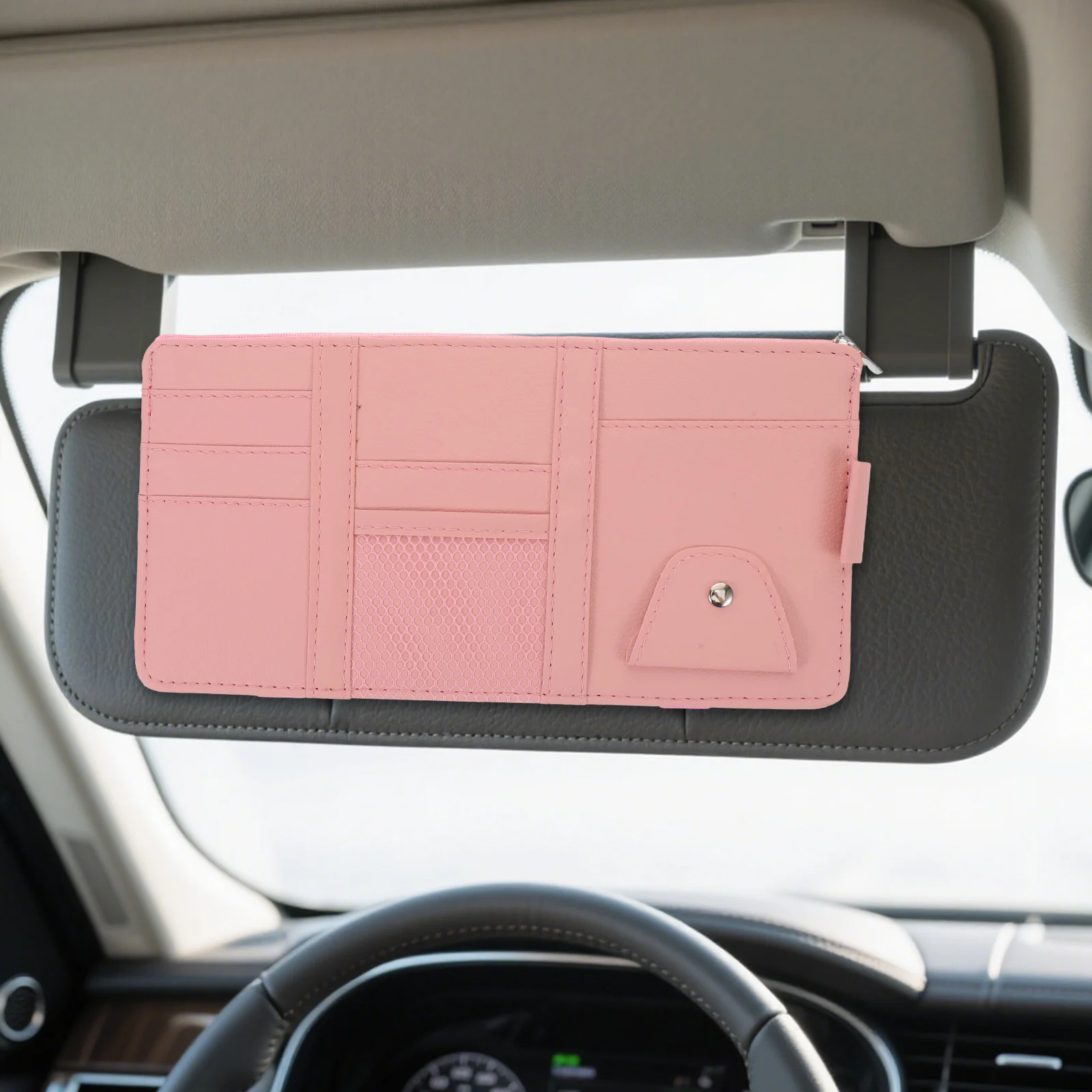 

Vehicle Sun Visor Organizer Multi-Pocket Zipper Pouch Sunglasses Id Card Storage Auto Interior Accessories for Suv Truck