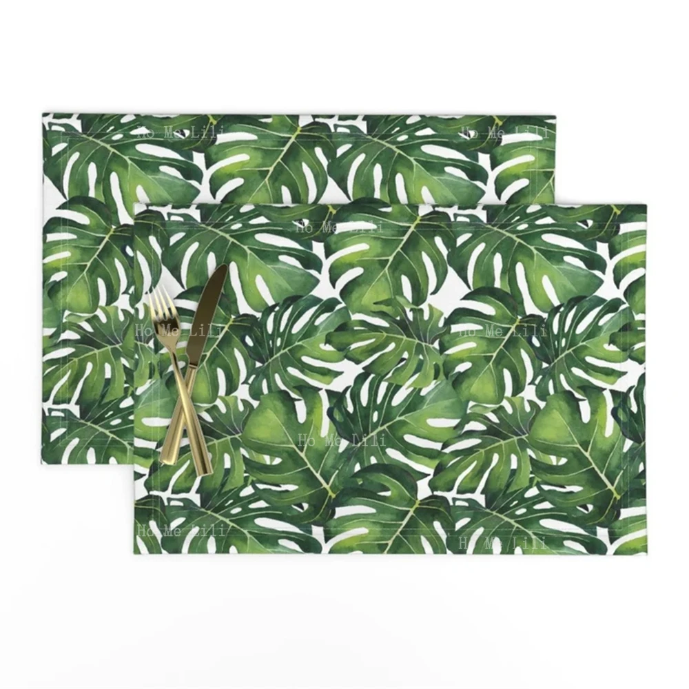 Hibiscus Botanical Tropical Garden Monstera Leaves Celestial Hawaii Wine And Cheese Medley Fruit Party Placemats