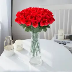 10/30Pcs Red Silk Roses Bouquet Vases Home Decortiong Garden Wedding Decorative Wreaths Fake Plant Wholesale Artificial Flowers