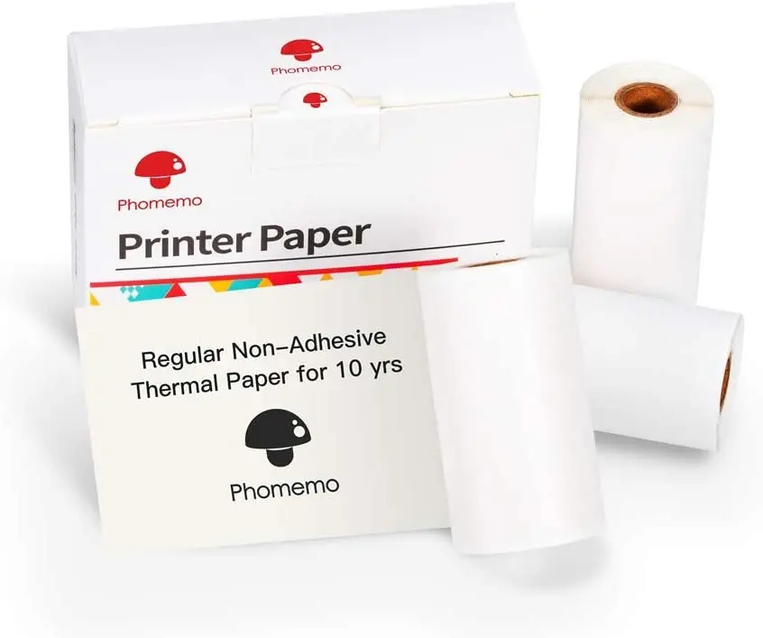 

Phomemo 10 Years White Thermal Paper 3 Rolls Non-Adhesive Suitable for Phomemo M02/M02 Pro/M02S Mini Printer 53mm x 6.5m