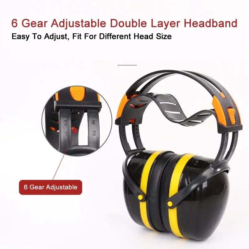 

6 Gear Adjustable Anti-Noise Safety Earmuffs Over-Head SNR30 Ear Protector For Work Study Shooting Drumming Hearing Protection