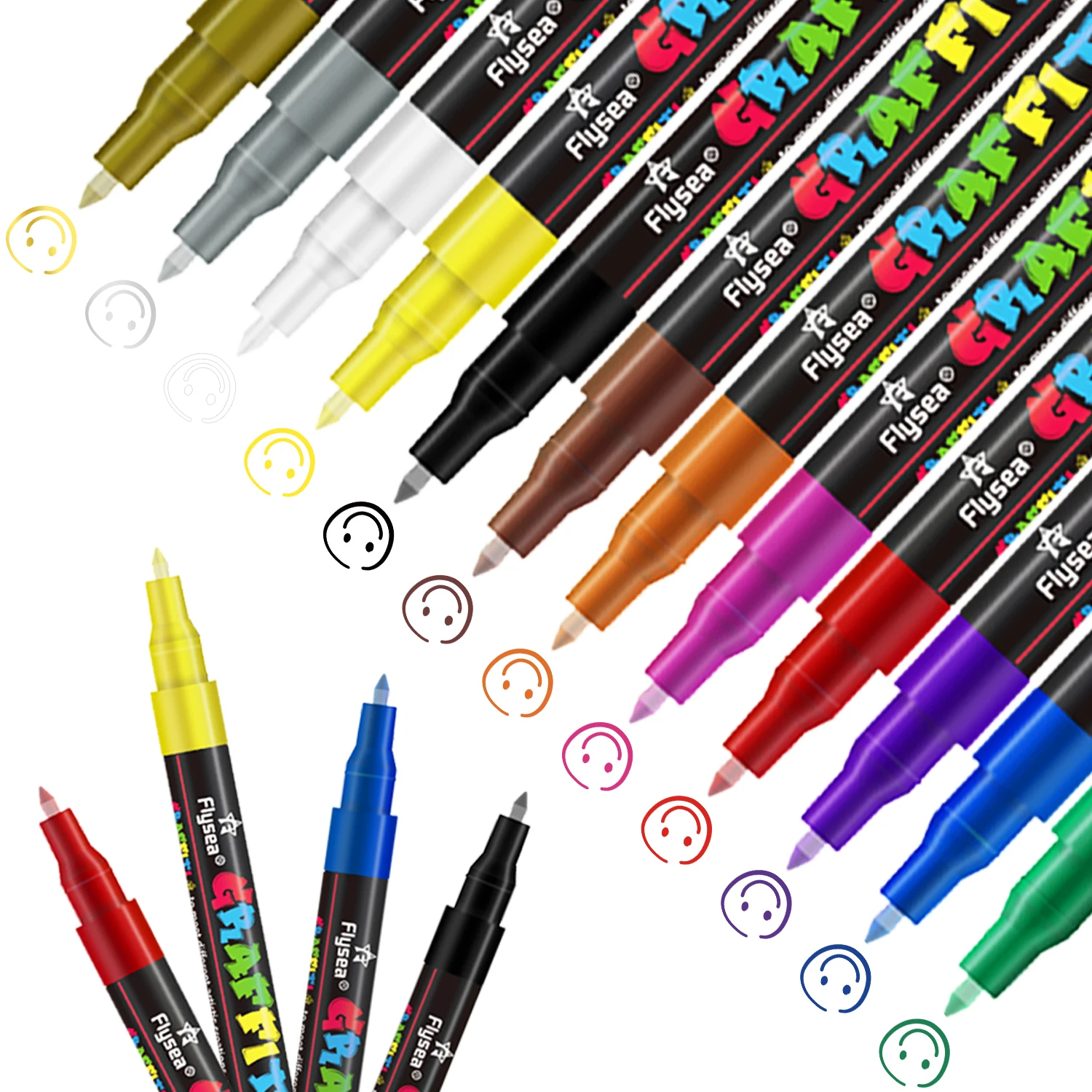 12 18 24 Colors Acrylic Graffiti Pens Premium Ultra Fine for Artists Designers and Graffiti Enthusiasts