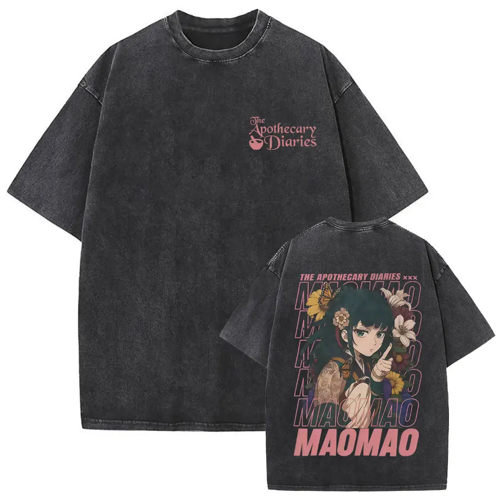 

Washed Vintage Anime The Apothecary Diaries Maomao Graphic T Shirt Men Women Clothing Fashion Trend T-shirts Streetwear Unisex