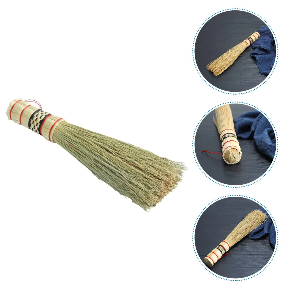 

Straw Wok Brush Kitchen Cleaning Tools Bamboo Pot Scrubber Dishwasher Straw Brush Multi Functional Broom